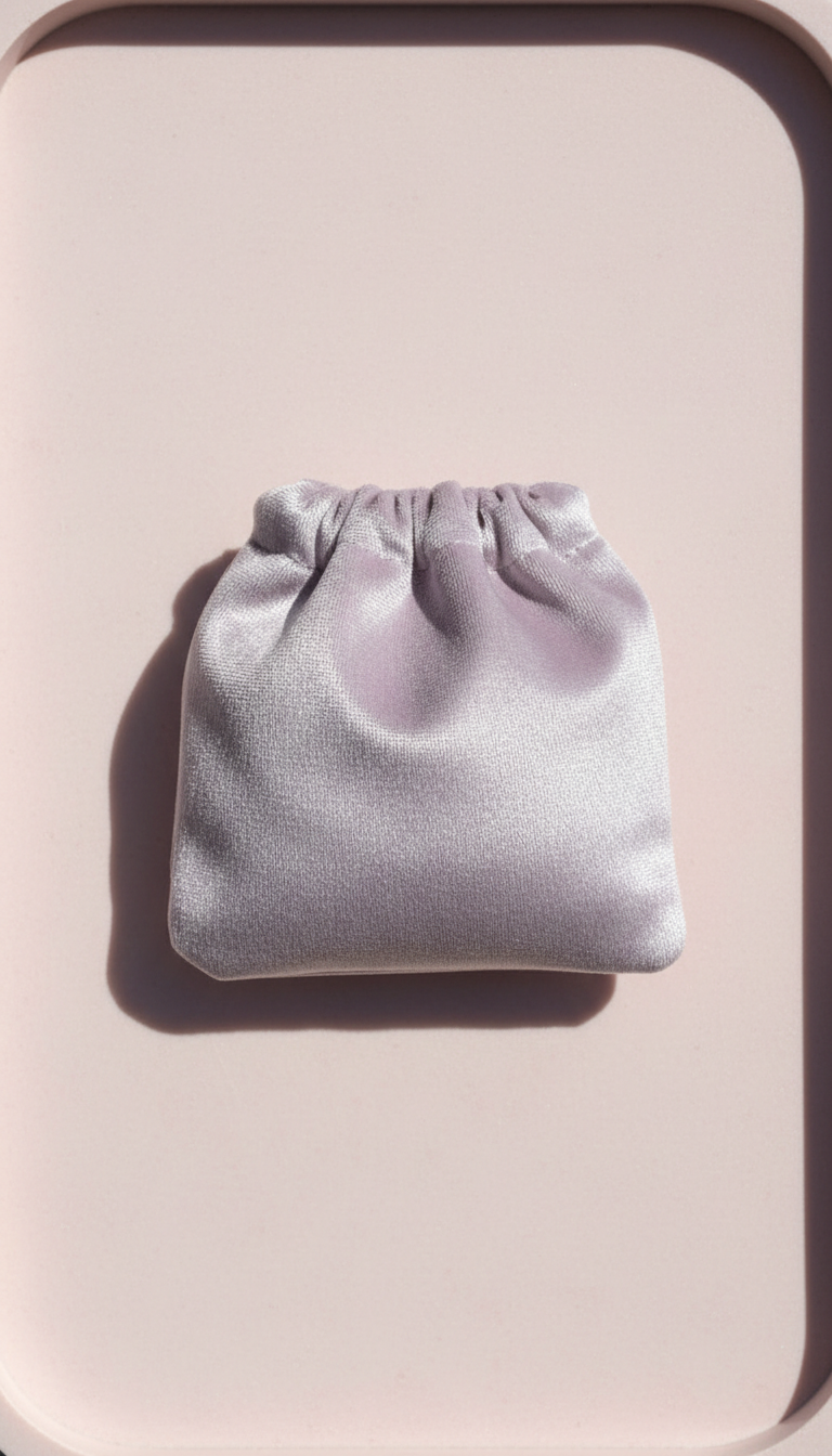 Silk velvet pouch in Heather Mist